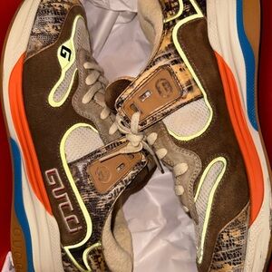 Gucci Brown and Cream Patterned Sneakers